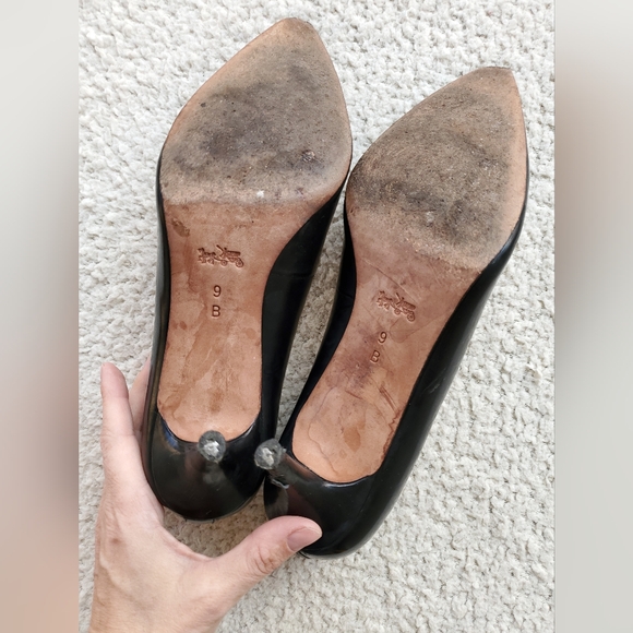 Coach Women's Classic Black Leather Pumps - Picture 6 of 12